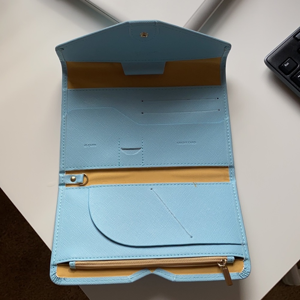 Baby blue travel wallet